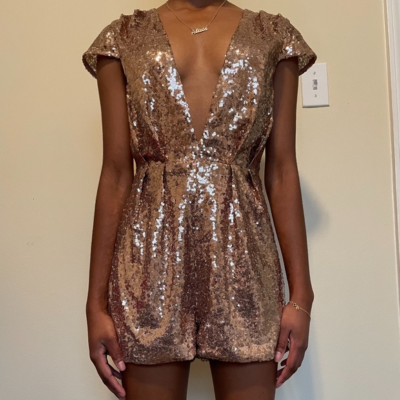 Gold Sequin Jumpsuit- Akira - Picture 1 of 4
